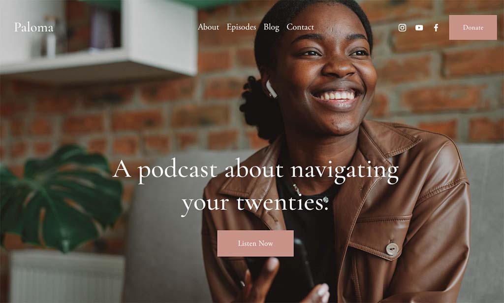 The 'Paloma' template for Squarespace