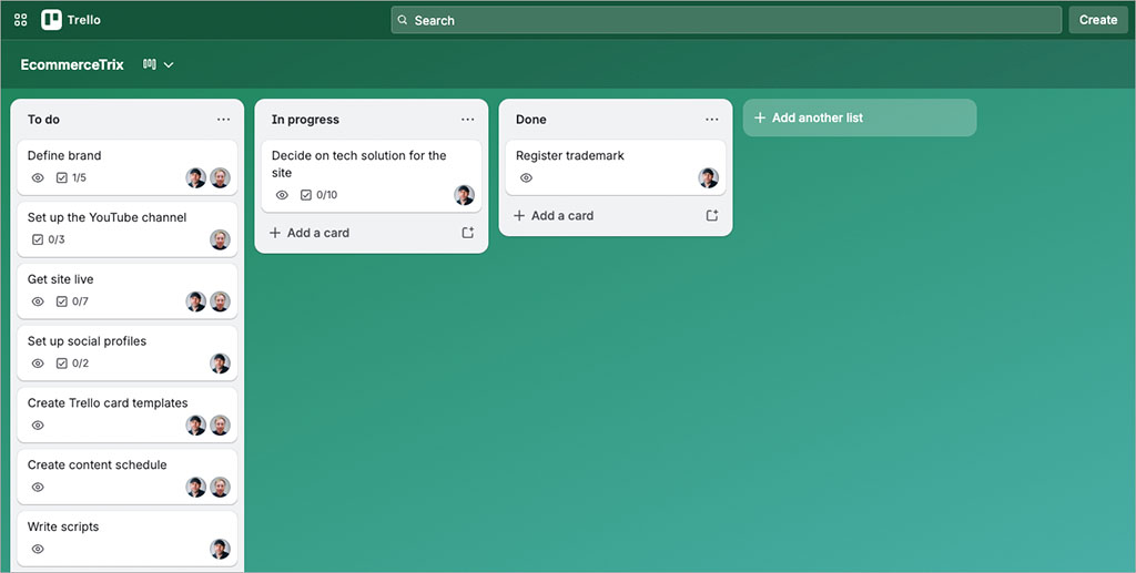 Using Trello to manage a project