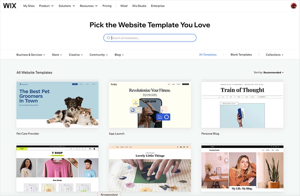 Wix template library.