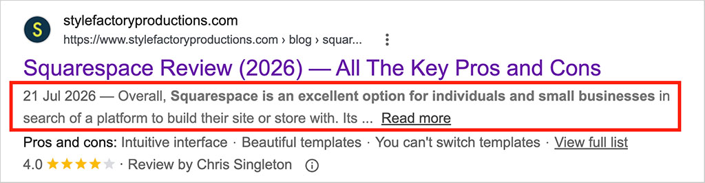 Meta description example