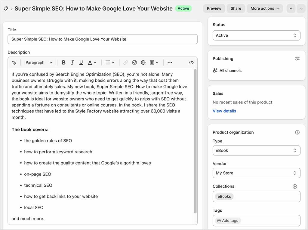 Adding eBook details