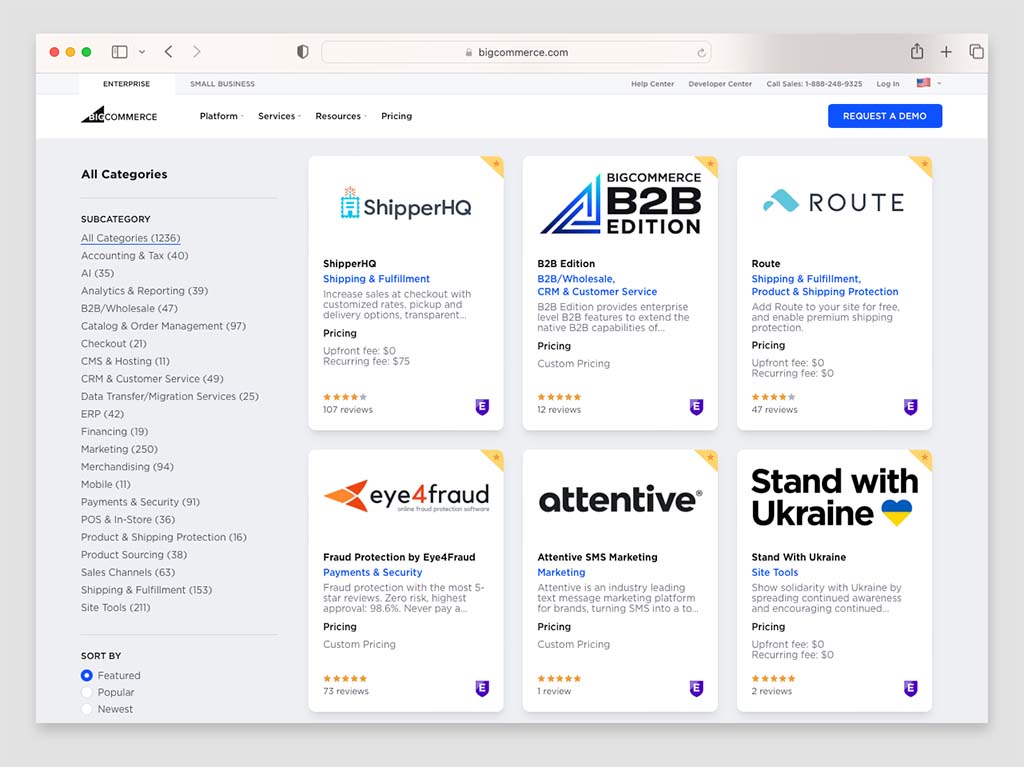 The BigCommerce app marketplace