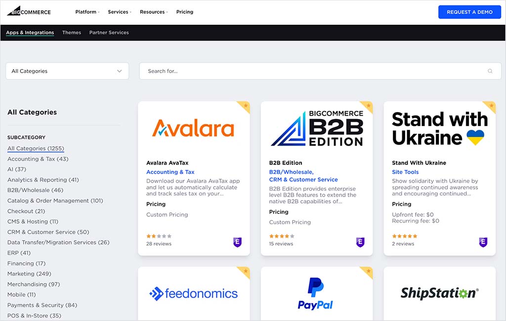 BigCommerce's app store.