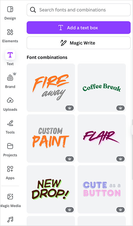 Font pairing combinations in Canva.