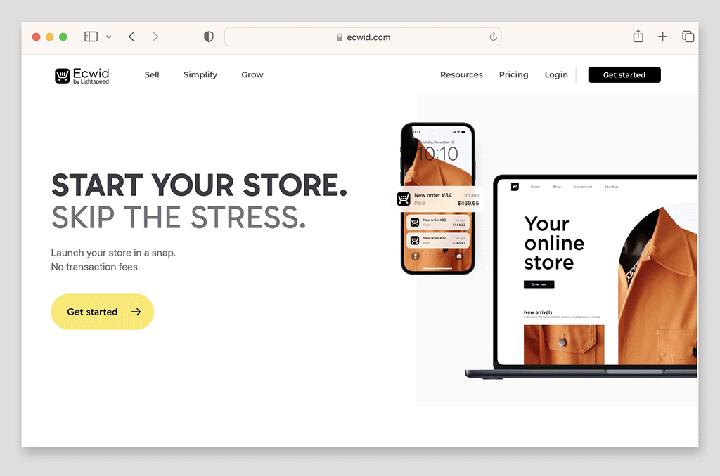 Ecwid home page