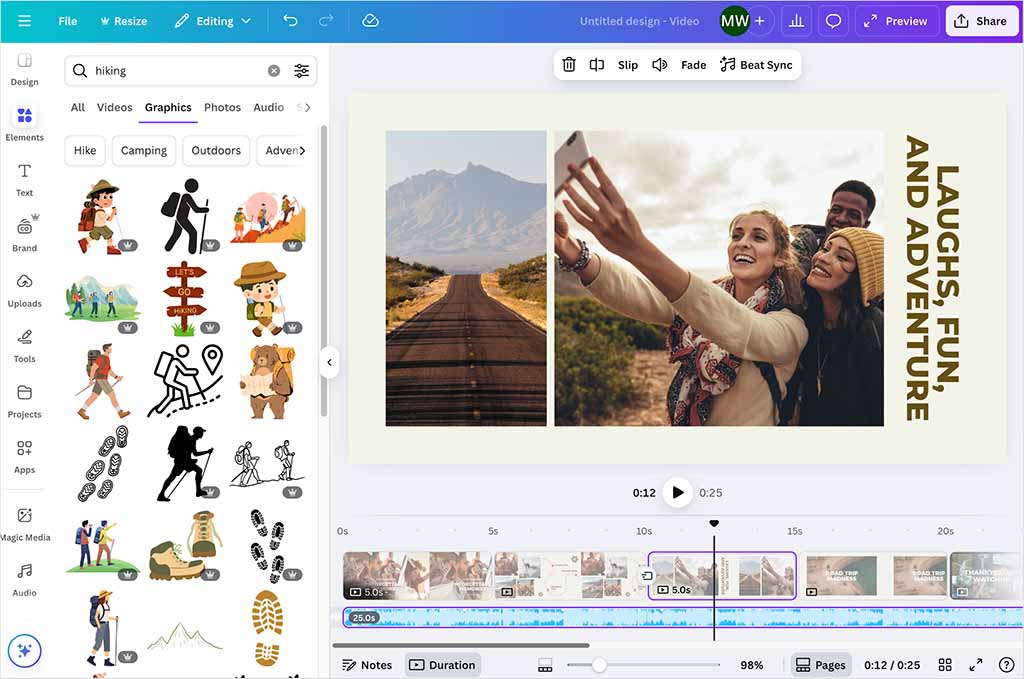 Video content editing in Canva.