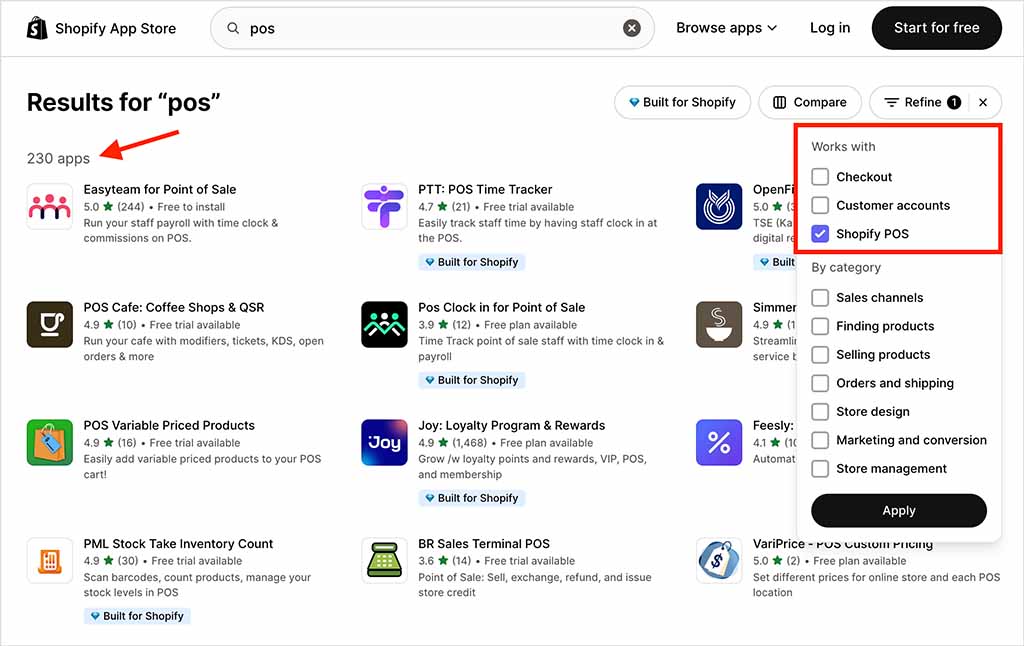 POS apps in the Shopify app store