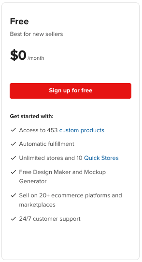 Printful free features