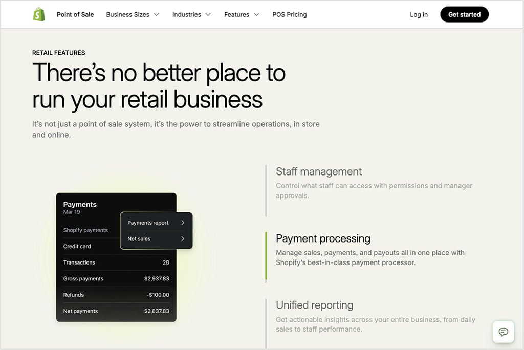 Shopify 'POS Pro' for retail.