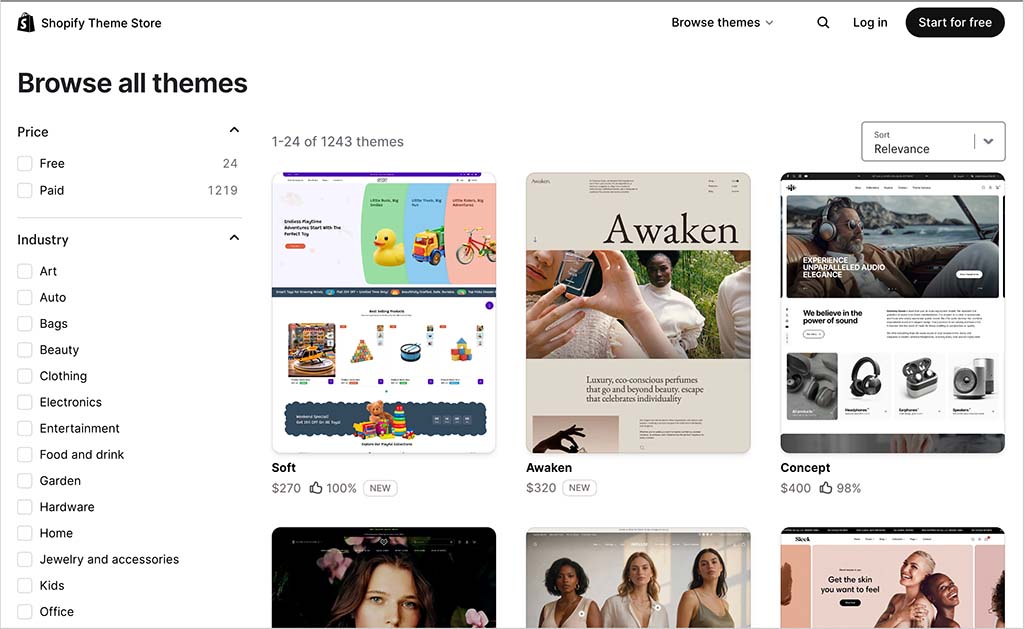 The Shopify theme store.