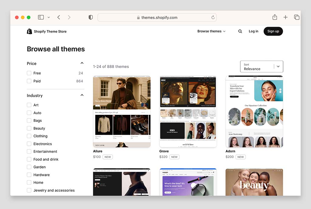 Customizable Shopify store themes