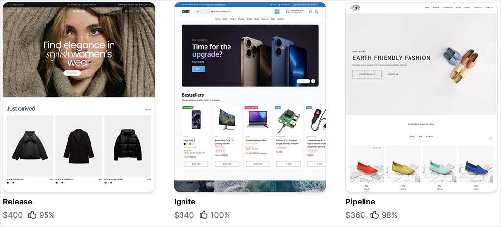 Some examples of Shopify themes