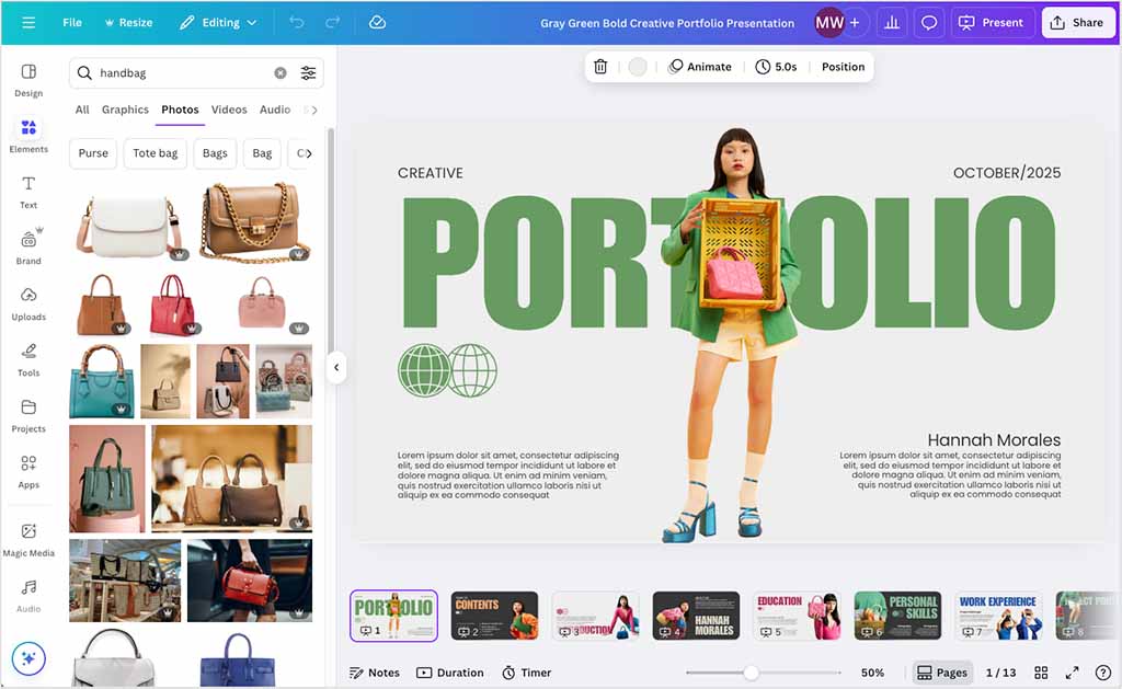 Using stock photography in a Canva presentation