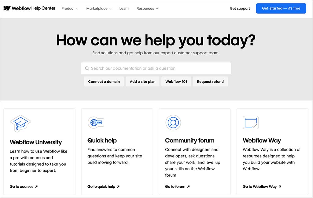 The Webflow help center