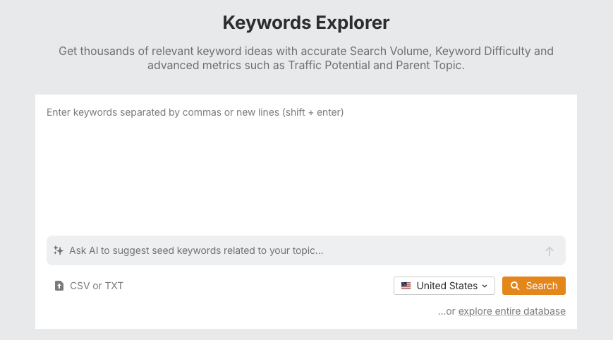 Using Ahrefs 'Keywords Explorer' tool to perform keyword research