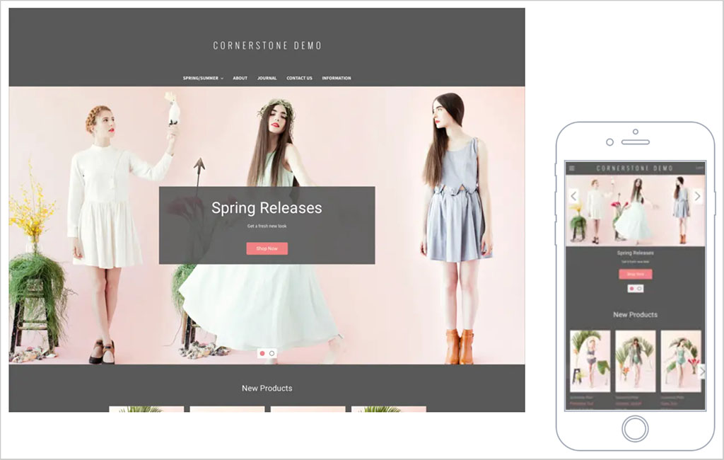 Example of a BigCommerce theme, 'Cornerstone Bold.'