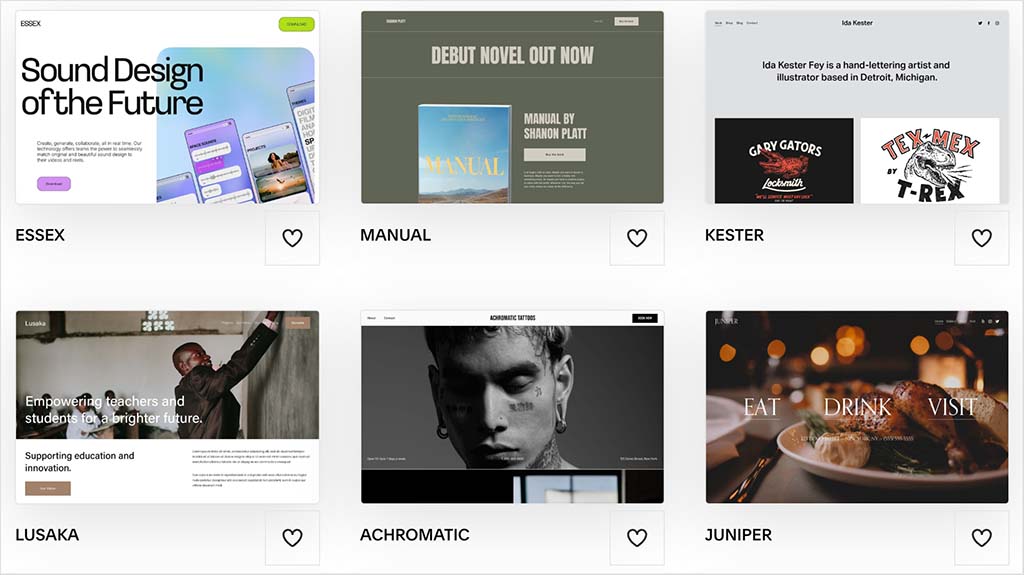 Examples of Squarespace templates