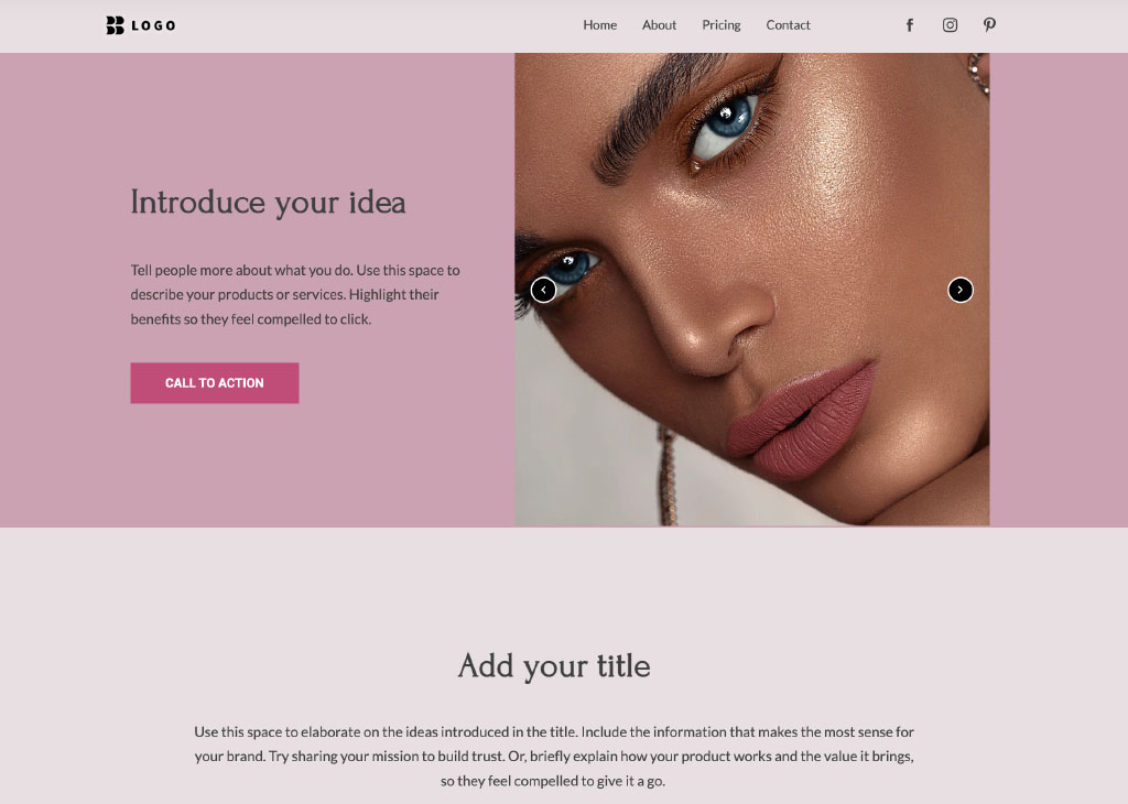 Example of a GetResponse website builder template.
