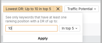 Using Ahrefs to spot keywords that lower-authority websites are ranking for