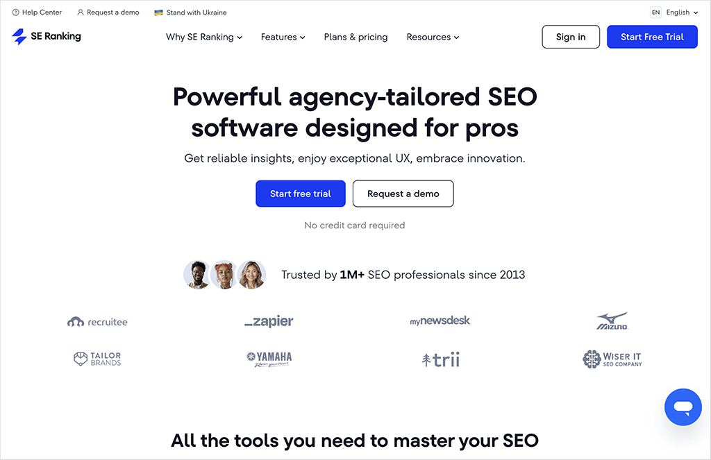 SE Ranking home page
