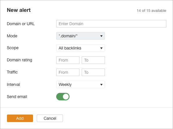 Setting up backlink alerts in Ahrefs