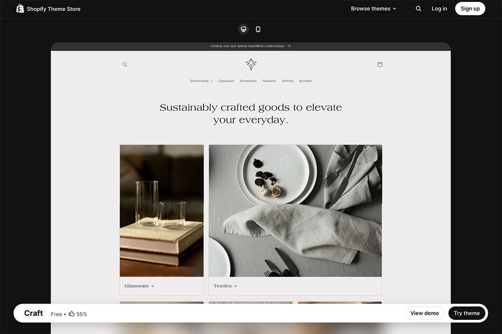 The free 'Craft' theme from Shopify