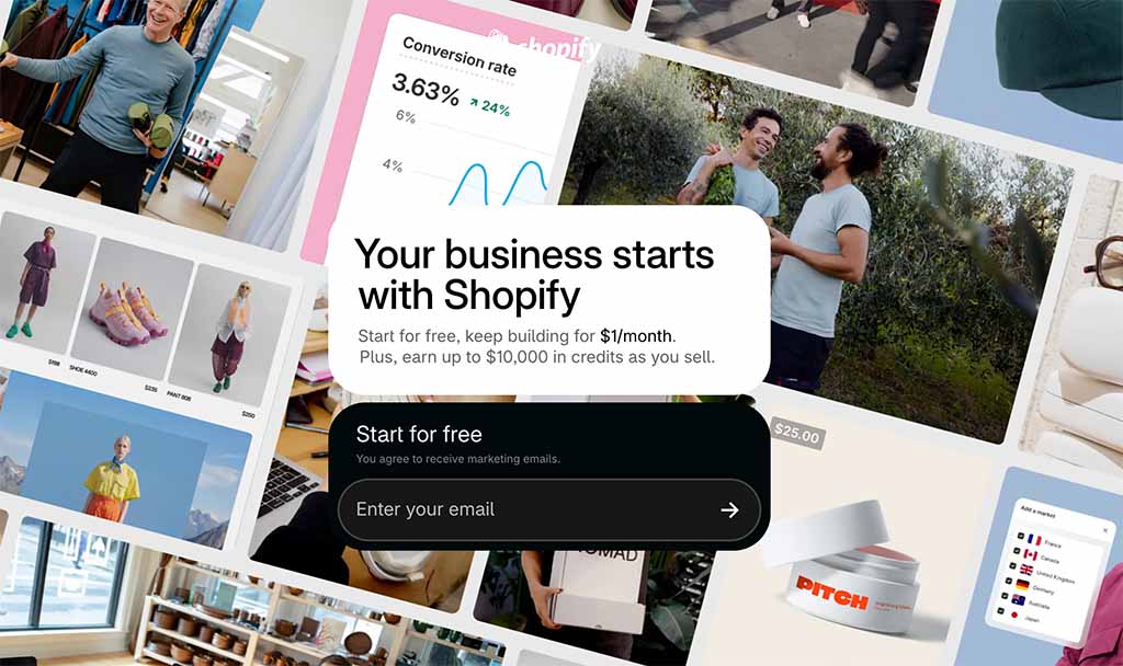 Shopify free trial signup page