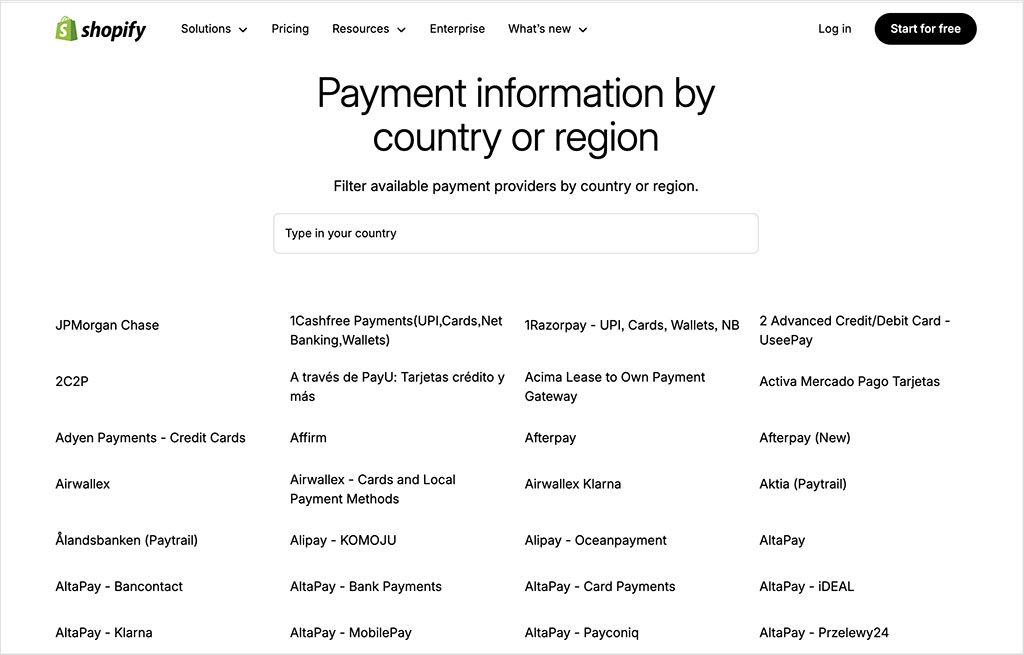 Shopify payment gateway details
