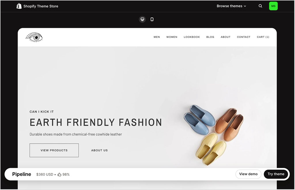 Shopify's premium 'Pipeline' theme