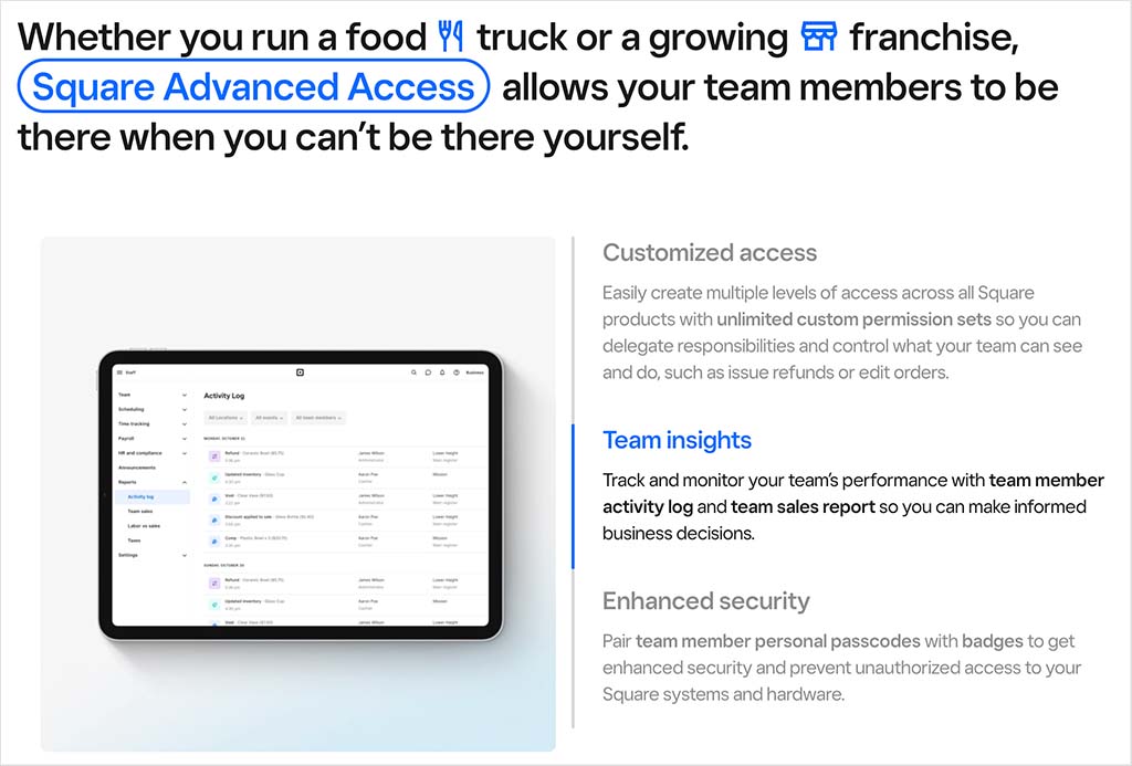 Square's 'Advanced' Access' staff management plan