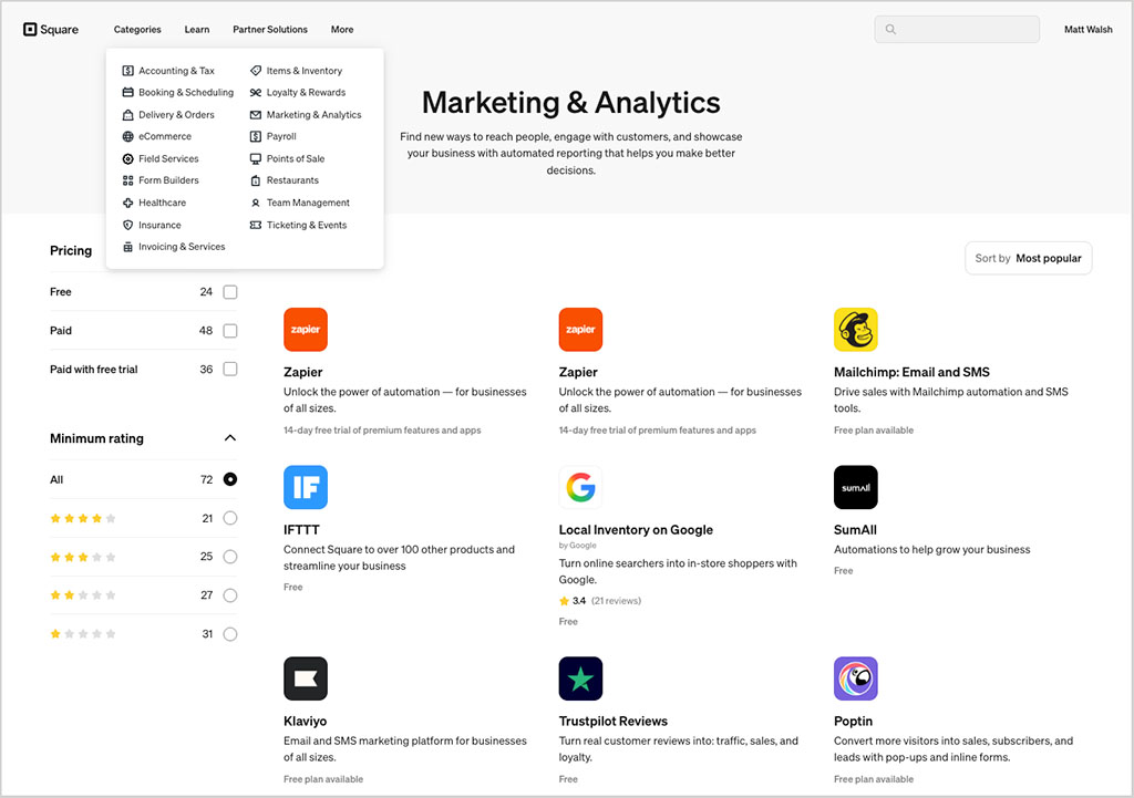 Square apps and integrations