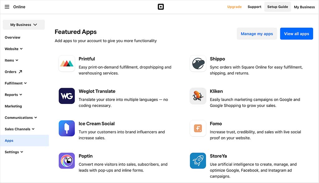 Square apps and integrations