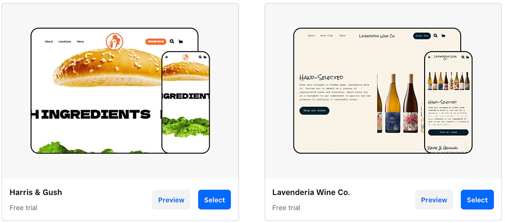Square website templates