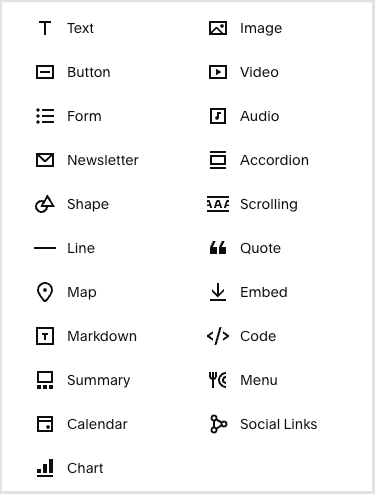 Squarespace content blocks in use