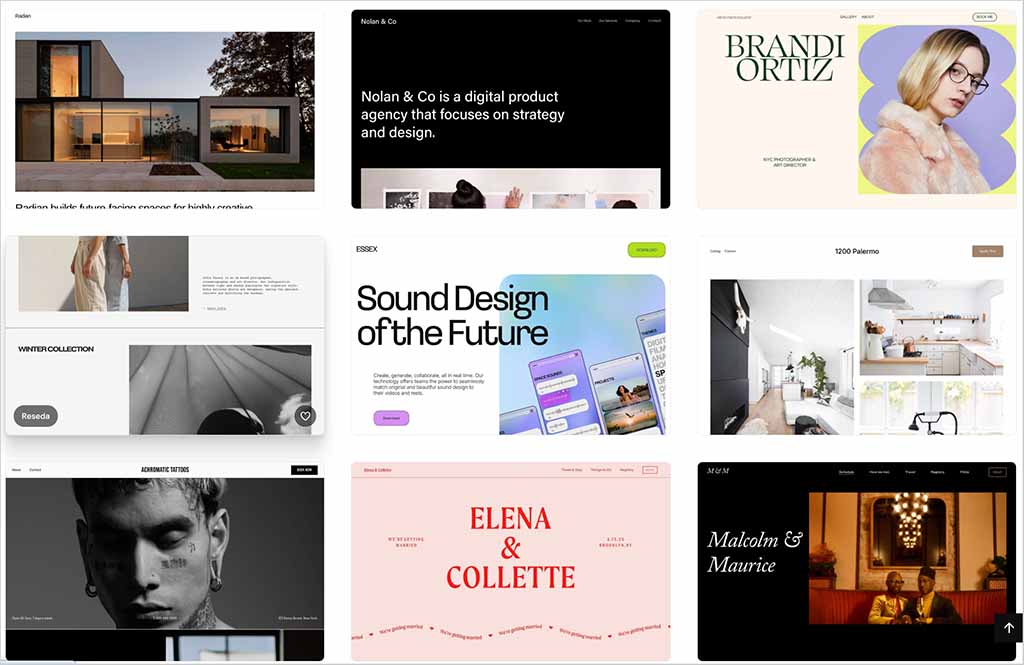 Examples of Squarespace templates
