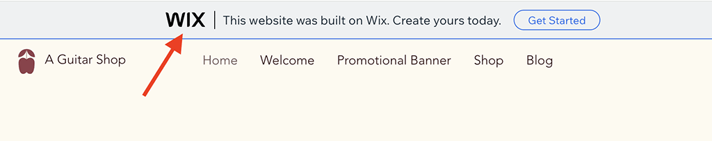 Example of a Wix banner on a site created with its free plan.