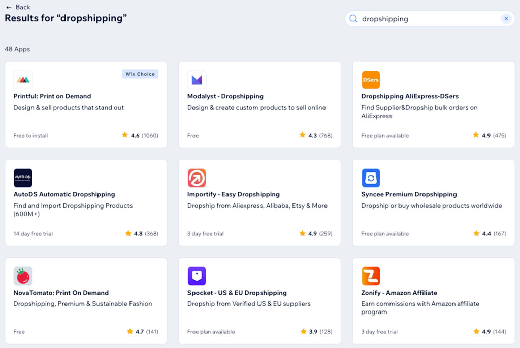 Wix dropshipping apps
