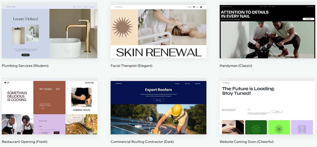 Wix templates.