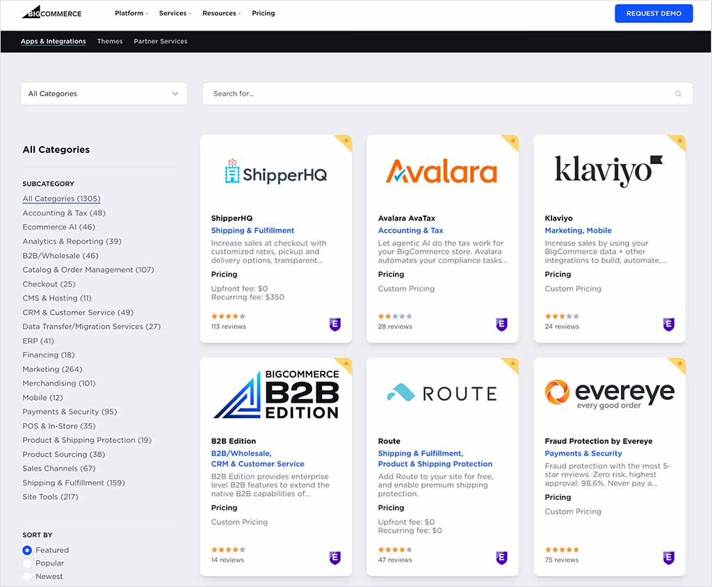The BigCommerce app marketplace