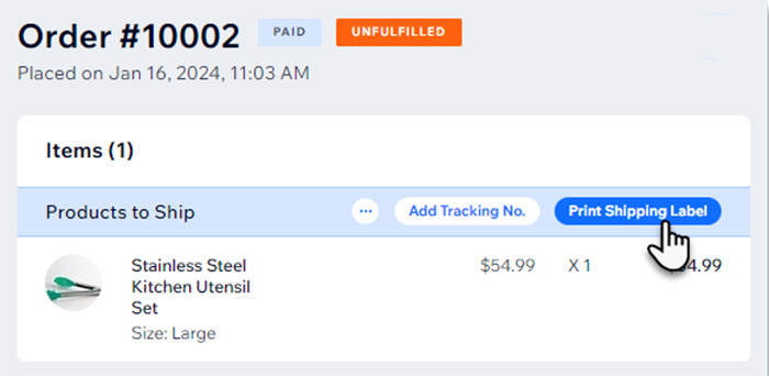 Using 'Wix Shipping' to print shipping labels