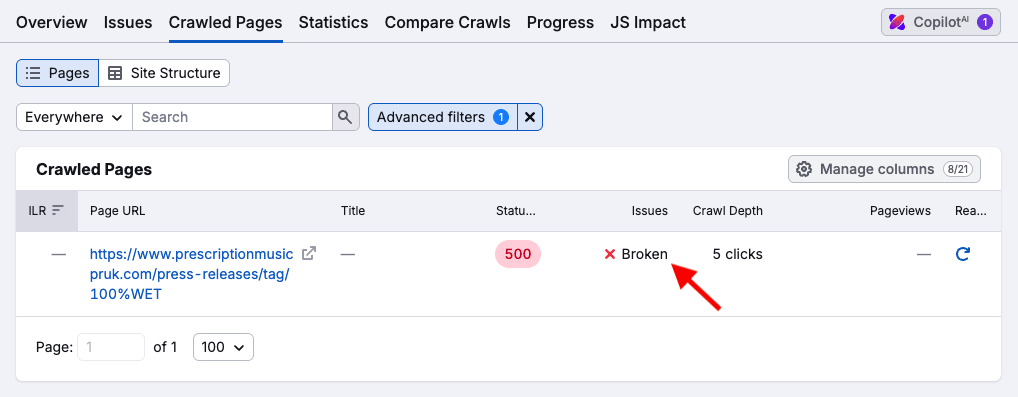 Identifying 5xx errors during an SEO audit
