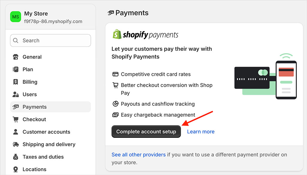 Setting up Shopify Payments
