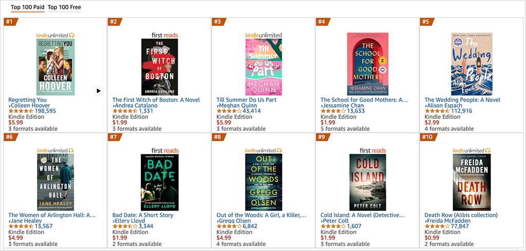 Amazon's bestseller chart