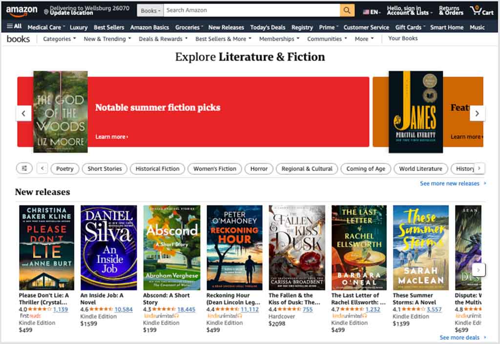 Amazon book listings
