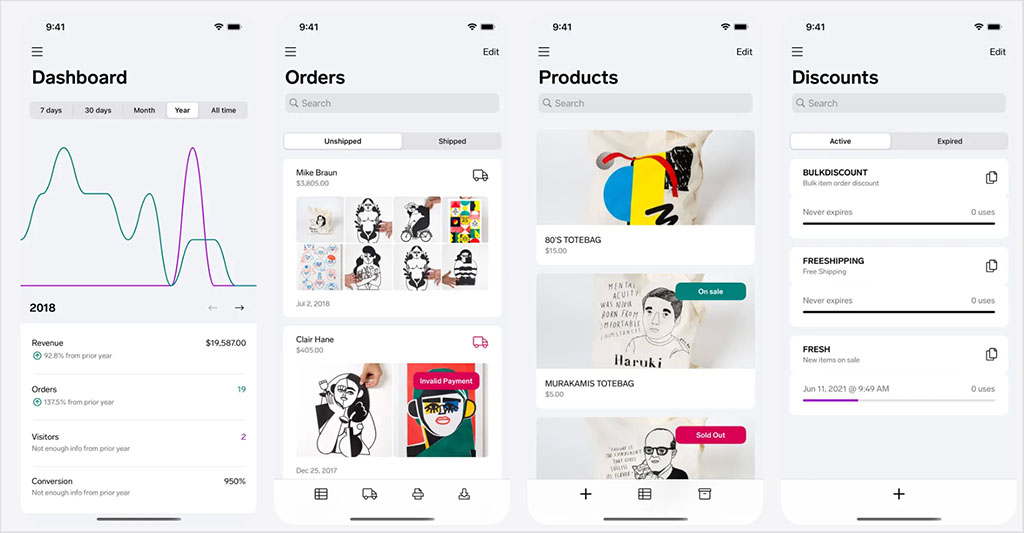 The Big Cartel mobile app on iOS.