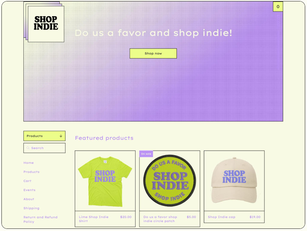 Big Cartel's "Netizen" theme