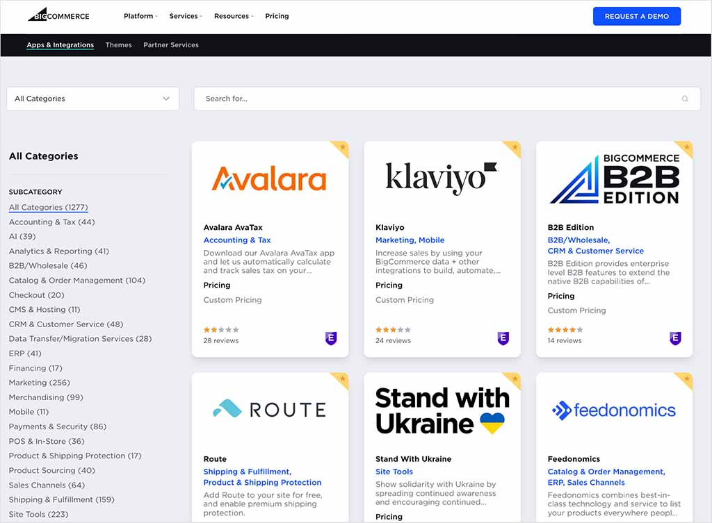 Browsing the BigCommerce app store