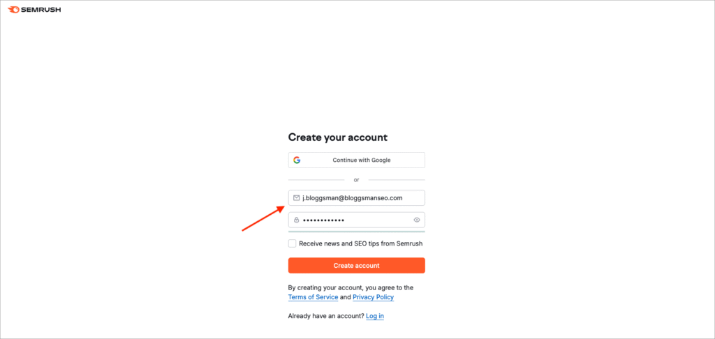 Creating your Semrush account