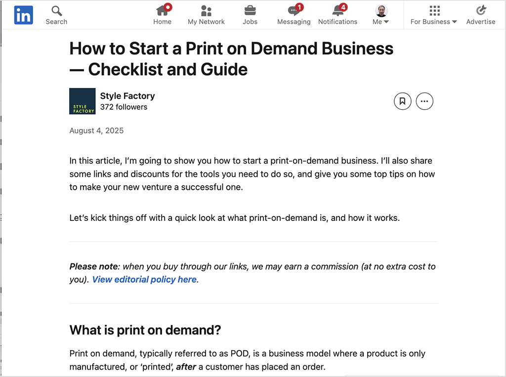 A LinkedIn 'Pulse' blog post
