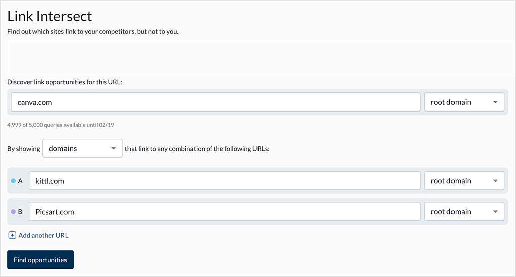 Moz’s link intersect feature.